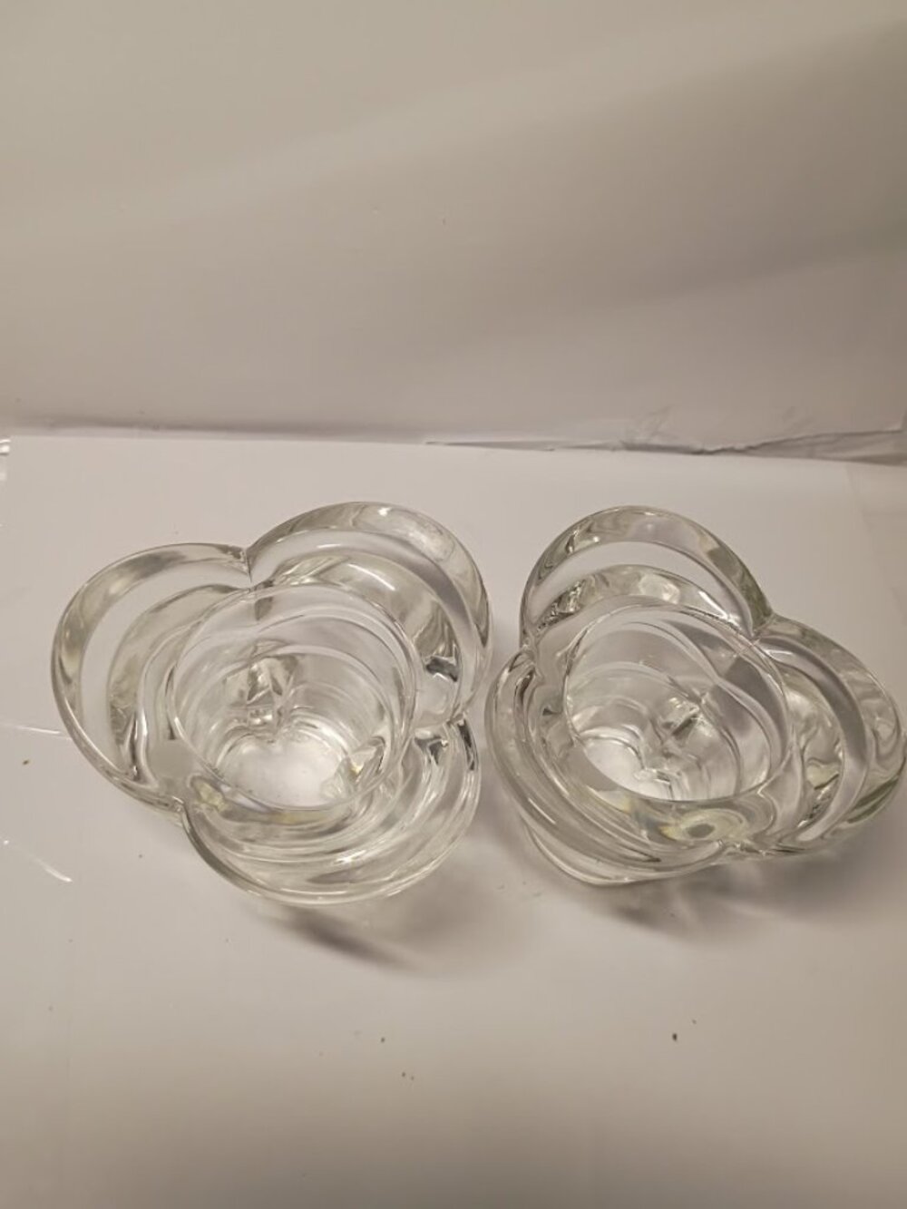 Borgonovo VTG 1950-1970 Set 2 Italian Glass Crystal Tealight Candle Holders - Picture 4 of 6